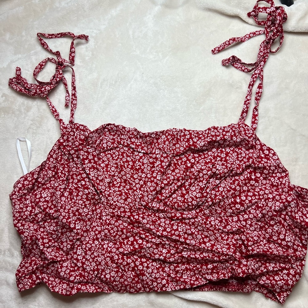 Shein Red Floral Crop Top